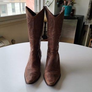 Brown Leather Cowboy Boots Women's Size 9.5